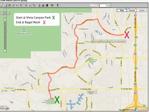 Map 1 - Vista Canyon Park to Bagel Nosh 5.4 miles